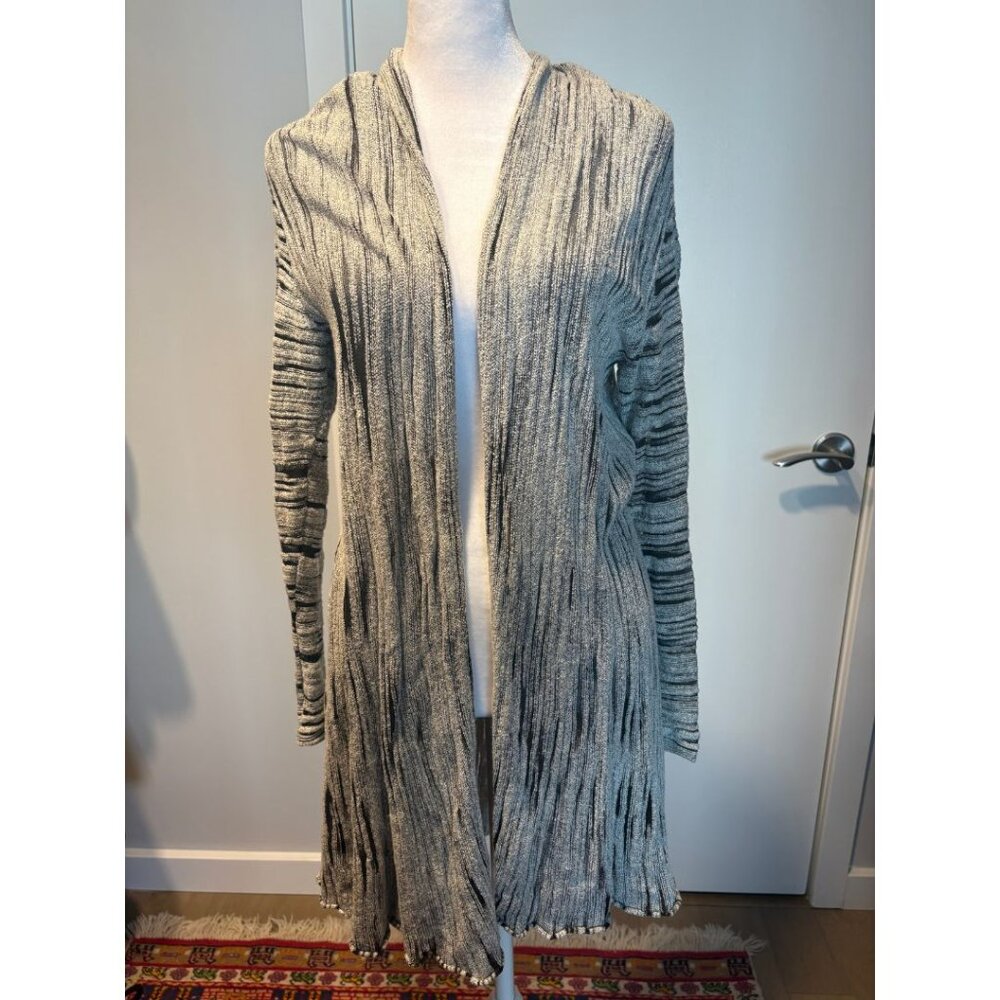 NIC + ZOE Open Front Textured Knit Cardigan | Size S | Gray Black | Cozy Chic
